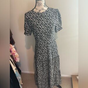 TOPSHOP Floral Black and White Dress